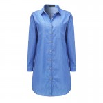ZANZEA Women Autumn Long Sleeve Buttons Pockets Blue Denim Mini Dress 2018 New Fashion Casual Loose Shirt Dress Short Vestidos
