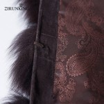 ZIRUNKING Women Warm Real Fox Fur Coat Short Winter Fur Jacket Outerwear Natural Blue Fox Fur Coats for Women ZC1636
