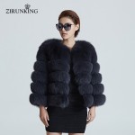 ZIRUNKING Women Warm Real Fox Fur Coat Short Winter Fur Jacket Outerwear Natural Blue Fox Fur Coats for Women ZC1636