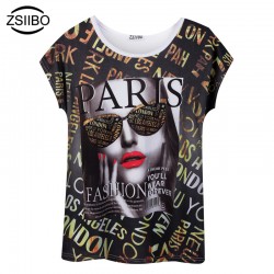 ZSIIBO Original design 3D Print Summer T-Shirt Women Casual White O-Neck Short Sleeve Tops Ladies Clothing Plus-Size KaTx06