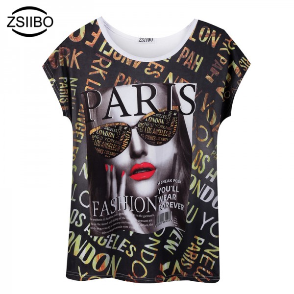 ZSIIBO Original design 3D Print Summer T-Shirt Women Casual White O-Neck Short Sleeve Tops Ladies Clothing Plus-Size KaTx06