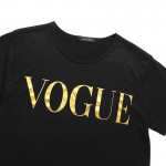 ZSIIBO VOGUE Printed Glod Shining Letter T-shirt Women Simple Casual Short Sleeve Femme O-Neck Tops 5 Colors KaTx08