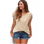 Z&KOZE 2017 New Summer Plus Size Tassel t-shirt Women T Shirts Short Sleeve Tops Tees Tshirt Fashion For Women Sexy Blusas