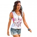 Z&KOZE Vintage Ethnic Tshirts Summer Women Vest Drilling Printed Lady O-Neck Loose Tops Casual Sleeveless Blusas Tank Tops
