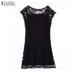 Zanzea Summer Dress 2017 Sexy Women Casual Sleeveless Beach Short Dress Tassel Solid White Mini Lace Dress Vestidos Plus Size