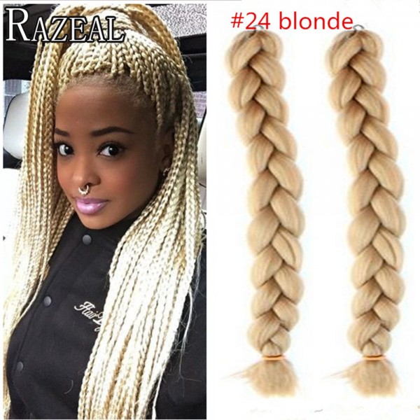 Zazeal Hair Synthetic Blond Kanekalon Braiding Hair 24'' 100g Xpression Jumbo Braid Bulk Box Braids African Crochet Braids