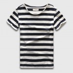 Zecmos New Men Stripe T-Shirt Fashion O Neck Short Sleeved Slim Fit Blue Striped T shirt Man