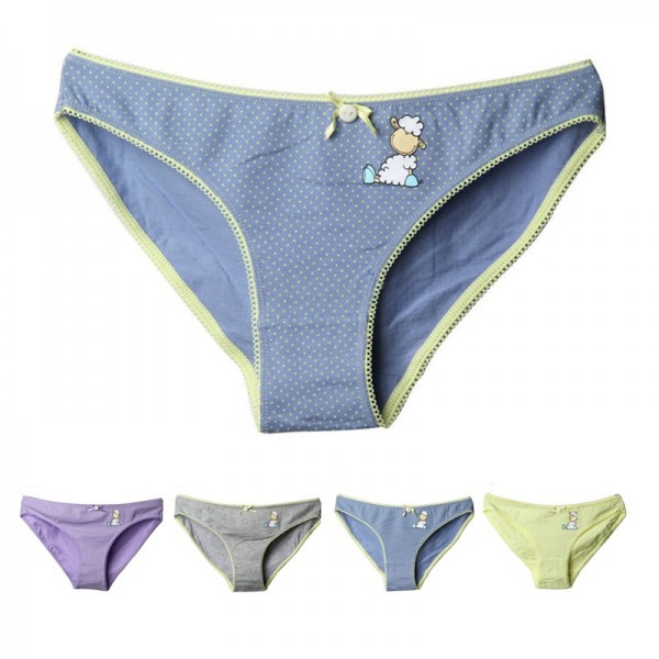 Zihooo Women Cartoon Bow Panties Sexy Cotton Hot Briefs Underwear Dot Low Waist For Girls Triangle Print Thong  P41