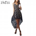 Zkess 2017 Short Front Long Back Summer Casual Dress Hollow Out Elegant White Lace Dress Women Short Party Dress Vestido LC61443