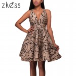 Zkess 2017 vintage Women Frilly Elegant Jeans Dress Halter V Neck Casual Khaki short Women's Summer Beach Party Dresses LC22939