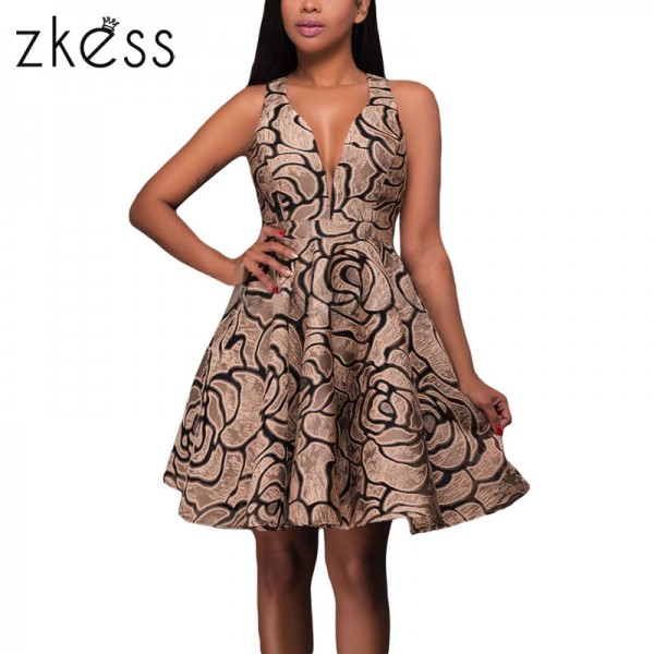 Zkess 2017 vintage Women Frilly Elegant Jeans Dress Halter V Neck Casual Khaki short Women's Summer Beach Party Dresses LC22939