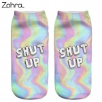 Zohra Neon Socks 3D Printing Female Socks Women Low Cut Ankle Socks Calcetines Mujer Casual Hosiery Printed Sock