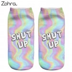 Zohra Neon Socks 3D Printing Female Socks Women Low Cut Ankle Socks Calcetines Mujer Casual Hosiery Printed Sock