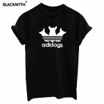 adidogs Letters Printing Women T shirt  Casual Short sleeve White Black Round collar Top Tees