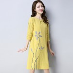 anteef fashion cotton linen vintage floral print clothes women casual loose autumn spring midi dress vestido 2018 dresses