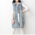 autumn 2016 new fashion plus size S-5XL Vintage Hole denim street clothing for women female  long  Outerwear jacket 093D 45