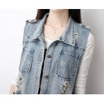 autumn 2016 new fashion plus size S-5XL Vintage Hole denim street clothing for women female  long  Outerwear jacket 093D 45
