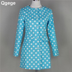 autumn women coat Casual  female outerwear basic jacket Long Sleeve o-neck candy cfeminolor polka dot outerwear coats