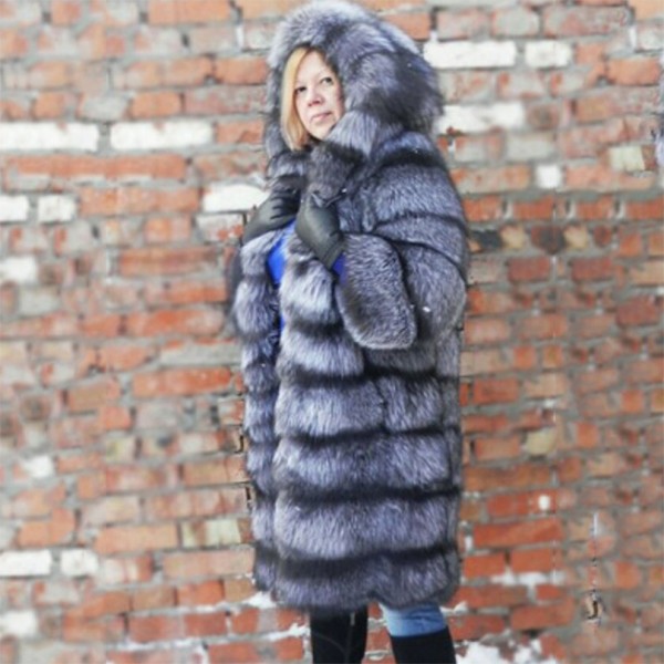 besty high quality real picture natural silver fox fur coat jacket long length winter warm thick coats fashion real fur jacket