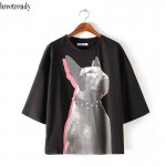 breetrendy Women Fashion Cute Dog Print T Shirt Short Sleeve Casual tee tops