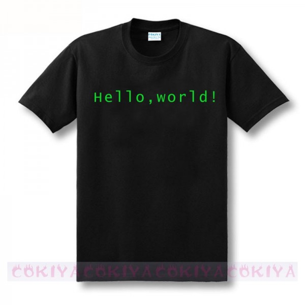 cool design print Programmer computer T-shirt hello world linux geek male short-sleeve men's shirt male basic top tee