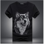 cotton 3d t shirt men 2016 summer new arrvial 3D funny wolf man's T-shirt extended plus size 5XL white black blue