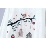 dower me spring Casual Women t-shirts Plus Size 4XL Woman Clothes Long Sleeve cotton Tops birdcage embroidery pattern Shirt