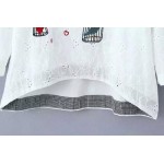 dower me spring Casual Women t-shirts Plus Size 4XL Woman Clothes Long Sleeve cotton Tops birdcage embroidery pattern Shirt
