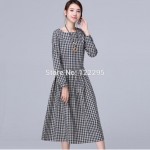 dresses .  Spring new models Women / Girls College Wind retro loose cotton long-sleeved plaid dress / autumn dress