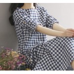 dresses .  Spring new models Women / Girls College Wind retro loose cotton long-sleeved plaid dress / autumn dress