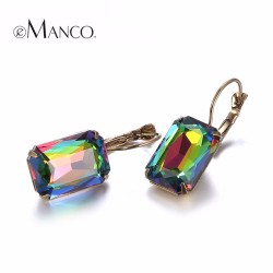 eManco Fashion Costume Jewellery Earrings for women 19 colors Minimalist Geometric Create Crystal Drop Earrings 2017 