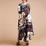 fashion autumn style cotton linen vintage print  plus size women casual loose long dress party vestidos femininos 2017 dresses