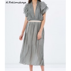 fashion new sexy long one-piece dress V-neck hot sale high quality  spring and summer party vacation beach