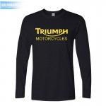 fashion printing new Classic TRIUMPH MOTORCYCLE T Shirt Men 100% Cotton long Sleeve Good Quality  loose O-neck T-shirt Top Tees 