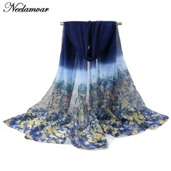 fashion shivering flowers voile scarf women Autumn and Winter thin long shawl echarpe ladies brand scarves Arabic hijab big size