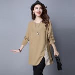 fashion spring autumn style cotton linen vintage plus size casual loose t shirt women t-shirt blusa femininas 2017 tops