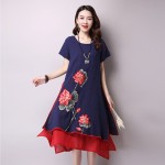 fashion summer style cotton linen vintage plus size women casual loose dress vestidos femininos party 2017 dresses