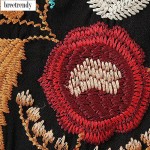 fashion women sexy v neck retro splendid floral embroidery sleeveless dress black color dresses vestidos