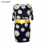 fashionable floral print women dresses big sizes 2017 plus size women clothing 5XL 6xl dress casual o-neck office bodycon Dress