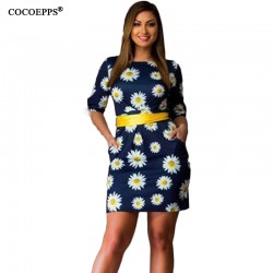 fashionable floral print women dresses big sizes 2017 plus size women clothing 5XL 6xl dress casual o-neck office bodycon Dress