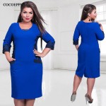 fashionable office women dresses Large size casual o-neck Long sleeve bodycon Dress 2018 plus size women clothing  winter dress