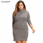 fashionable plus size Autumn women dresses big sizes NEW 2017 High collar Sexy bandage Women Dress casual dress vestido de festa