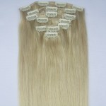 free shipping 16"- 32" 8pcs Set #613 Blonde Hair Pieces Soft Indian Remy hair Clip in / on Human Hair Extenions 120g 140g 160g