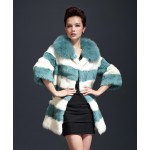 free shipping NEW real natural genuine rabbit fur coat with fox fur collar women long classic rabbit fur jacket