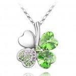 free shipping charm women accessories  Austrian Crystal lover 4 four Leaf Leaves Clover necklace pendant fashion jewelry