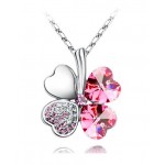 free shipping charm women accessories  Austrian Crystal lover 4 four Leaf Leaves Clover necklace pendant fashion jewelry