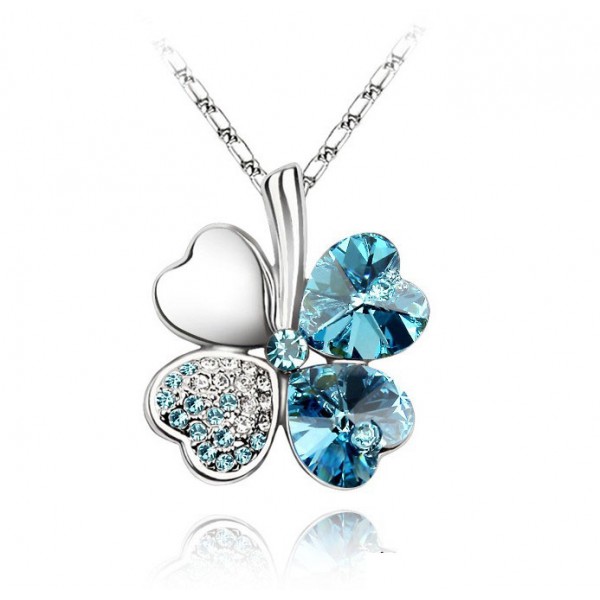 free shipping charm women accessories  Austrian Crystal lover 4 four Leaf Leaves Clover necklace pendant fashion jewelry