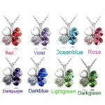 free shipping charm women accessories  Austrian Crystal lover 4 four Leaf Leaves Clover necklace pendant fashion jewelry