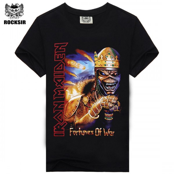 free shipping men brand printed death t shirt short-sleeve T shirt 3d t-shirt rock print iron maiden t-shirtrock free shipping