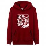 geek style hooded EAT SLEEP GAME mens thick fleece hoodie sweatshirts thick & warm coats solid men's fashion plus size